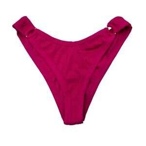 L*Space Women’s Anna Bikini Bottom Bitsy Cut Pink Ribbed Size XL New